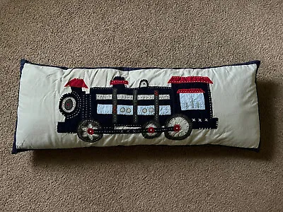Pottery Barn Kids Blue Train Long Lumbar Pillow With Insert 14” X 36” HTF • $25