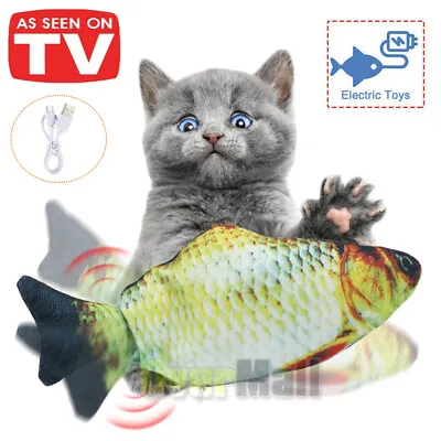 Cat Flipping Flopping Fish Cat Toy Motion Activated Motorized Cat Plush Toy USB • $9.77