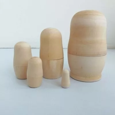 5x Blank Wooden Embryos Russian Nesting Dolls Toy Unpainted Matryoshka Doll DIY • £6.45