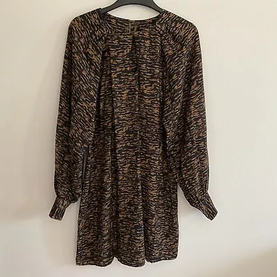 NWT Banana Republic Dress Black Brown Animal Print Size Medium Long Sleeve • $27