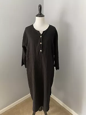 The Vermont Country Store Large L Black Lagenlook 3/4 Sleeve Dress • $24.99