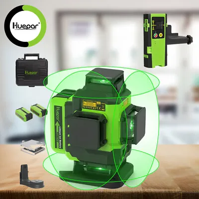 HUEPAR Laser Level 16 Lines Green +Two Li-ion Batteries And Hard Carry +Detector • £189.99
