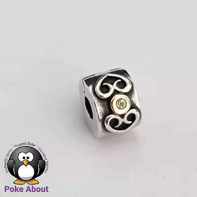 $55 • Buy PANDORA Silver & 14ct Gold Double Heart Clip Charm Green Peridot 790382PE