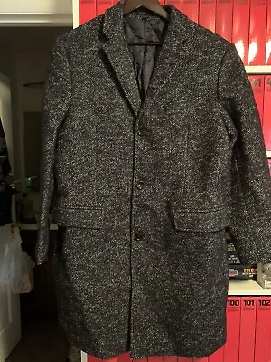 J.Crew Thompson Wool Herringbone Overcoat Topcoat Navy/Grey Car Coat - Men's 42 • $160