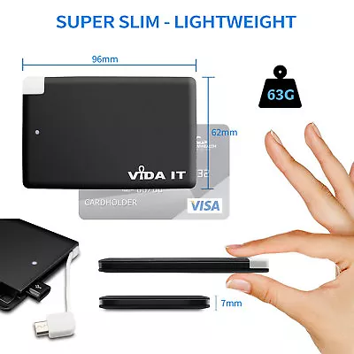 £15.99 • Buy Power Bank Portable Battery Pack USB Charger Credit Card Sized For Mobile Phone