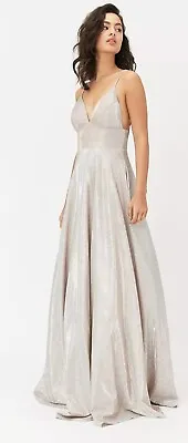 Coast Womens Metallic Silver Maxi Dress UK Size 12 • £89.99
