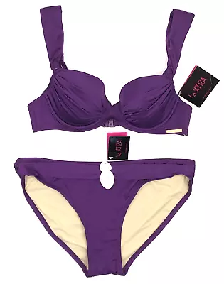 La Senza Bikini Set Padded Top 34A & Bottoms UK 12 PURPLE BNWT • £18.99