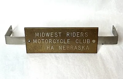 Vintage Midwest Riders Motorcycle Club Omaha Nebraska Brass Plaque License Plate • $65.10