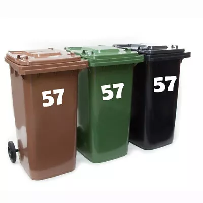 £1.15 • Buy 3 X WHITE WHEELIE BIN STICKERS HOUSE NUMBER - 6  HIGH BIN STICKERS REFUSE DOOR