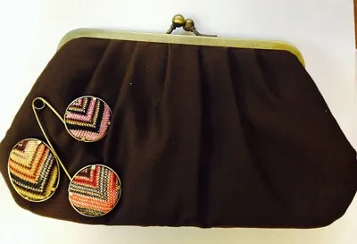 New Missoni  Purse Handbag BROWN WITH  BUTTONS AND A BROOCH • $20.05