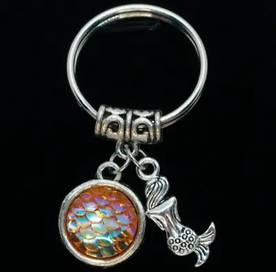 Mermaid Keychain Charm Orange Shiny Scales Key Fob Accessory Mythical Creatures • $9.50