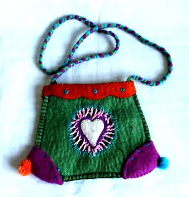 Felted Wool Crossbody Bag  Size 7.  X 8    Made In Nepal • $6.99