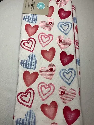 Martha Stewart Kitchen Dish Towels (3) Pink Blue Hearts 100% Cotton Nwt • $19.99