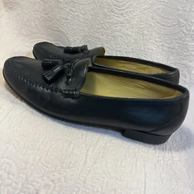 Moreschi Slip On Shoes Tassel Loafers Black Leather US 11 M Made In Italy • $59.48