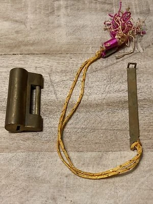 $12 • Buy Vintage Chinese Slide Lock & Key Solid Brass 2” Cabinet Suitcase Trunk Pad Lock