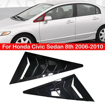 For 2006-2010 Honda Civic Sedan 8th Gloss Black Front Window Scoop Louver Cover • $22.97