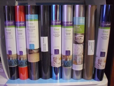 $64.99 • Buy Cricut Vinyl 9 Roll Bundle Glitter  Iron-on  Permanent  Removable   NEW #4