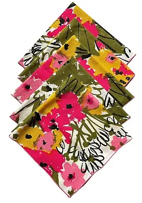 Vintage Floral Vera Neuman Napkins Pristine. 15.5”. Set Of 5. MCM. Pink Green • $45