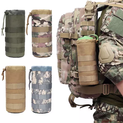 Tactical Molle Water Bottle Holder Bag Military Drawstring Carrier Kettle Pouch • $8.99