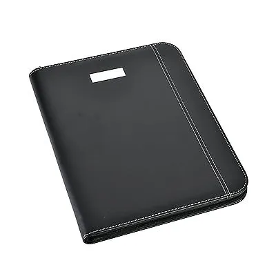 Black A5 Deluxe Executive Conference Folder Calculator/Pad Zip Portfolio CL-9583 • £11.96