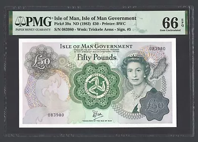 Isle Of Man 50 Pounds ND(1983) P39a Uncirculated Grade 66 • $199.99