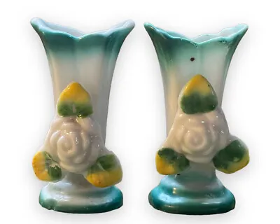 Bud Vase Pair Vintage Made In Occupied Japan Vase 3D Rose Small 2.25” Home Decor • $13.99