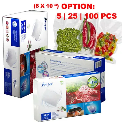 $8.99 • Buy [6  X 10 In ] PaczSaver-Food Vacuum Sealer Bag BPA Free,Microwave&Freezer Safe