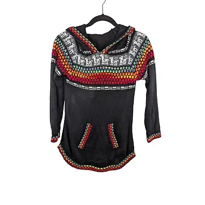 Alpamowi Womens Hoodie Est. Size S? Alpaca Wool Aztec Peruvian Black Multicolor • $28.88