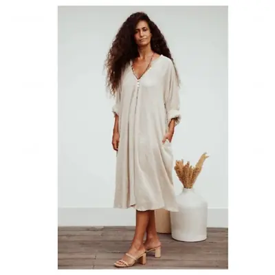 Myrah Penaloza Women's Long Sleeve Limited Edition Frida Dress Cream Tan OSFA • $139.30