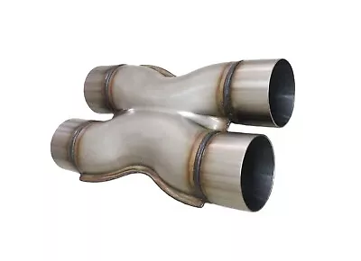 $30.85 • Buy Universal Crossover X Pipe Dual 3.0  In/Out Stainless Steel Muffler Exhaust Tip