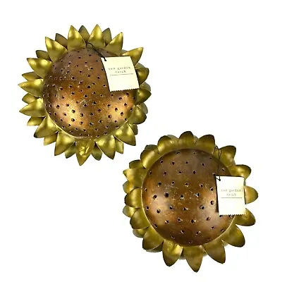 Pier 1 Sunflower Metal Garden Torch Tea Light Holders Pair Outdoor Decor • £43.42