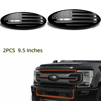 2PCS 9.5  Overlay Front Rear Oval Black Flag Emblem For Ford F150 2015-2021 • $21.59