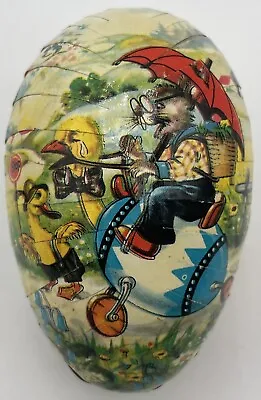 Vintage Easter Egg West Germany Paper Mache Container Decoupage Bunny Rabbit • $24.95