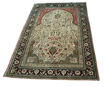 SUPER FINE SILK ORIENTAL  PRAYER RUG 4.6 X 6.9 HYDE PARK ESTATE 400 KPSI  • $2795