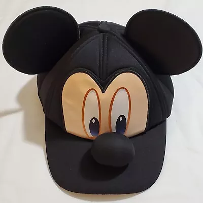 Disney On Ice Mickey Mouse Black Hat With Face Nose And Ears Adjustable Strap • $9.99