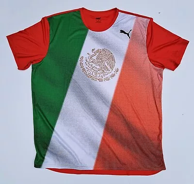 Puma Tech MEXICO Flag Emblem Soccer Jersey Futbol Camiseta Football T-Shirt XXL • $15.99