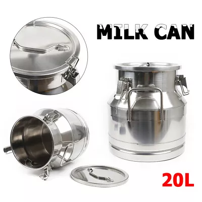 20L/ 5.25Gallon Stainless Steel Milk Can Wine Pail Bucket Tote Jug Rice Storage • $82.65