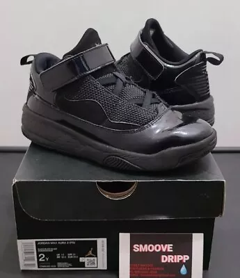 Jordan Max Aura 2 (PS) Black Patent Leather ( Size 2Y ) ( Authentic) ✅ • $24.99