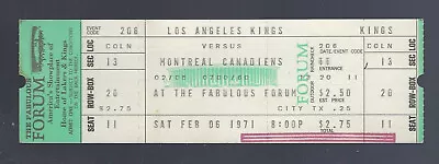 Vintage 1971 Nhl Montreal Canadiens @ Los Angeles Kings Full Hockey Ticket - 2/6 • $10