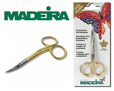 Madeira Double Curved Embroidery Scissors 3.5 /9cm Sharp Point Craft Trim Thread • £9.59
