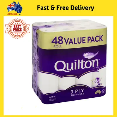 $36.99 • Buy 48x Quilton Toilet Paper Tissue Rolls 3-Ply 180 Sheets - Free Postage Best Price