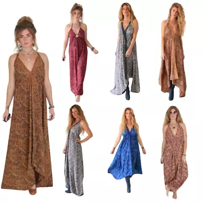 30 PC Lot Indian Silk Maxi Log Hippie Dress Festive Clothing Summer Dress Boho • $365.48