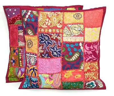 Indian Cotton Cushion Cover Pillow Home Decorative 16x16  Patchwork Handmade • £7.99