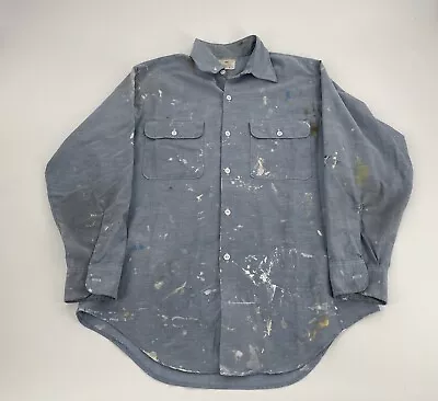 Vintage 1970’s Big Mac Denim Painters Chambray Distressed Shirt Penneys • $45