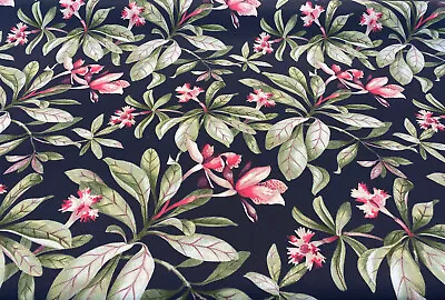 Orchid Valley Floral Ebony Noir Outdoor P Kaufmann Fabric By The Yard  • $15.95
