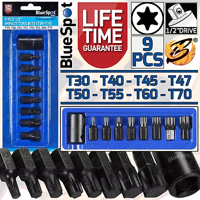 BLUESPOT IMPACT TORX BIT Sockets Set 1/2  Drive Impact Star TRX Sockets T30 -T70 • £9.94