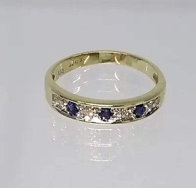 Vintage Line Ring 9 Ct Yellow Gold Diamond & Sapphire Simulants 1/2 Eternity • $136.90