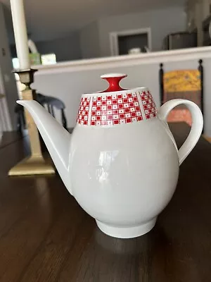 Kahla  Tea / Coffee / Pot      White And Red Germany Retro Vintage Mid-Century • $30