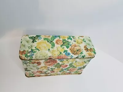 90s Floral Small Rectangular Lidded Metal Tin Box Recipe Card Tin Current Inc.  • $12.50