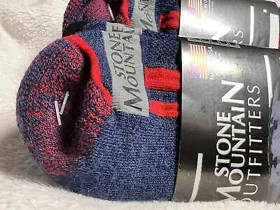 2 Pair Medium EDDIE BAUER Merino Wool Blue & Red Men Ankle Size 4-9 By Ballston • $16.99